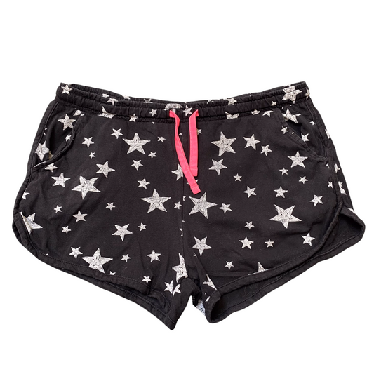 Page One Young Sprinter Running Shorts Girls 29W Black Star Print Elastic Waist