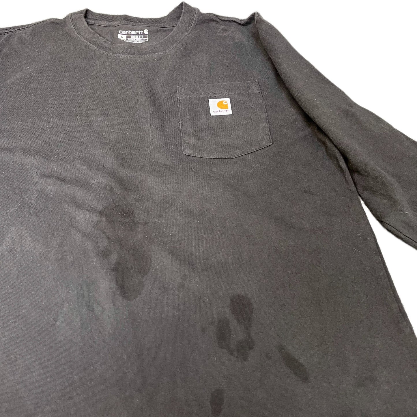 Carhartt Pocket T-Shirt Mens M Black Loose Fit Long Sleeve Pullover Summer Tee