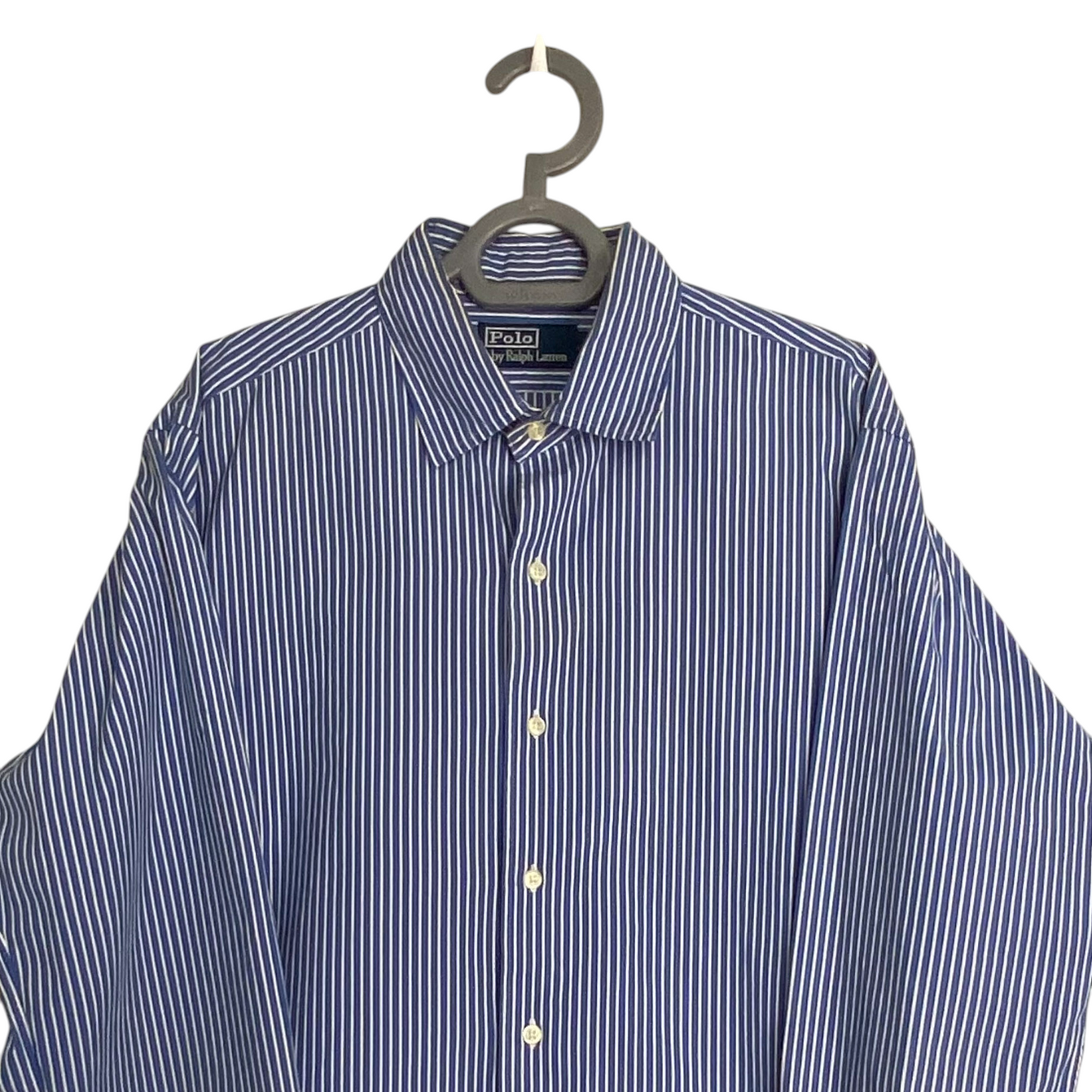 Ralph Lauren Shirt Mens Large Blue Striped Long Sleeve Collar Casual Button Down