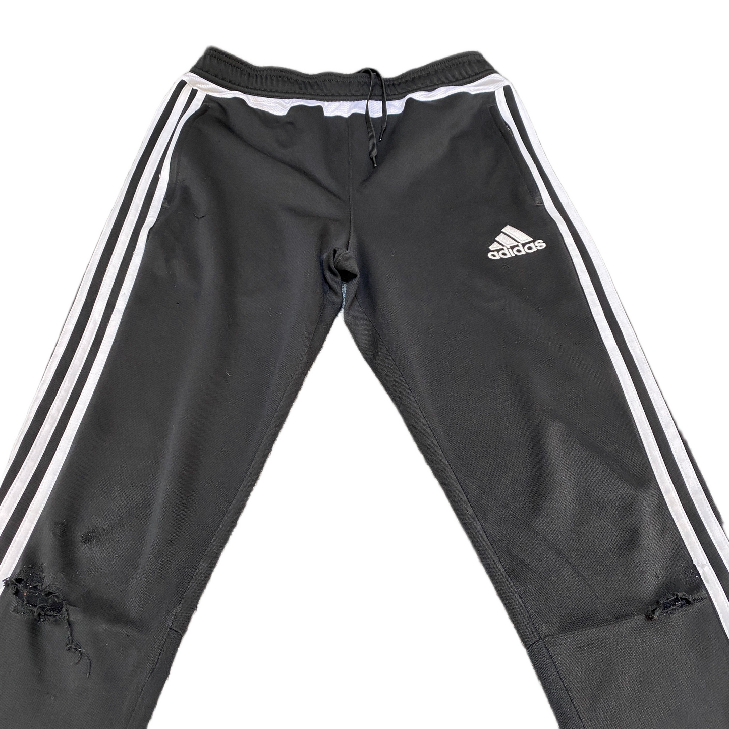 Adidas Track Pants Fits as Girls 26" Waist Black 3-Stripes Ankle Zip Trousers