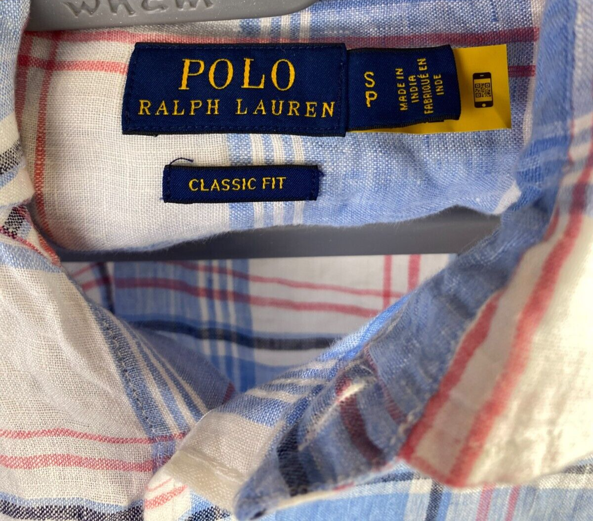 Ralph Lauren Shirt Mens Small Blue Plaid Classic Fit White Small Polo Pony Logo