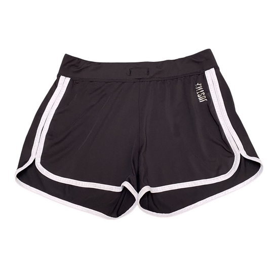 Active Running Shorts Womens 25W Black Athletic Fit Gym Workout Dolphin Hem