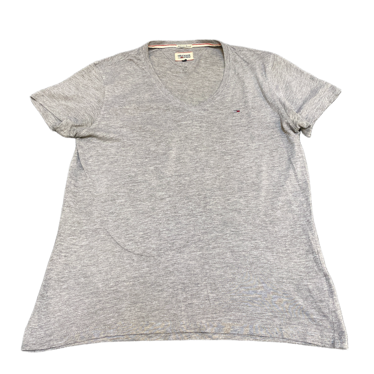 Tommy Hilfiger Shirt Womens Medium Grey Heather Regular Fit Embroidered Logo Tee