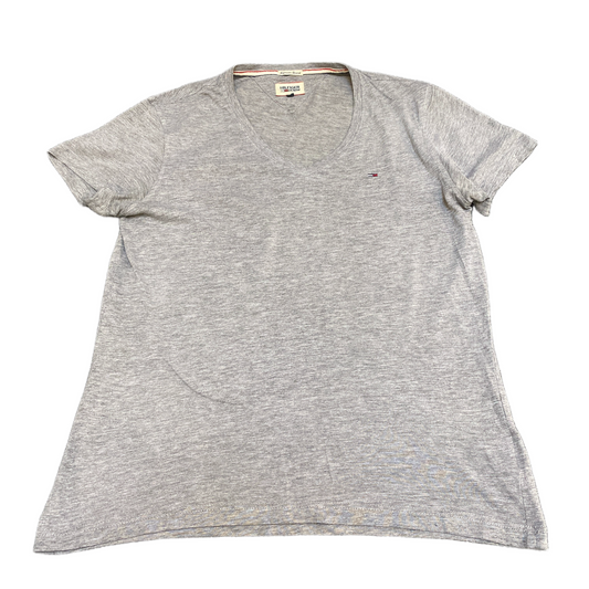 Tommy Hilfiger Shirt Womens Medium Grey Heather Regular Fit Embroidered Logo Tee