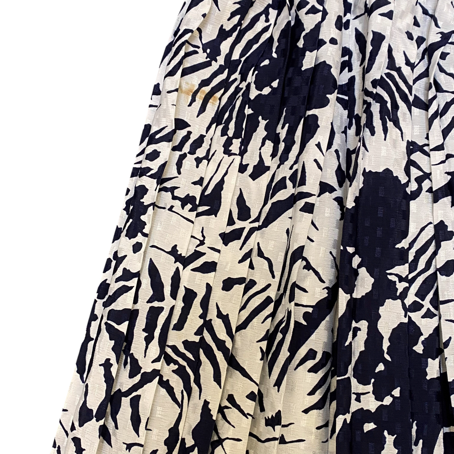 Women's Maxi Skirt S White Black Floral Print Pleated Elastic Waist Pull On