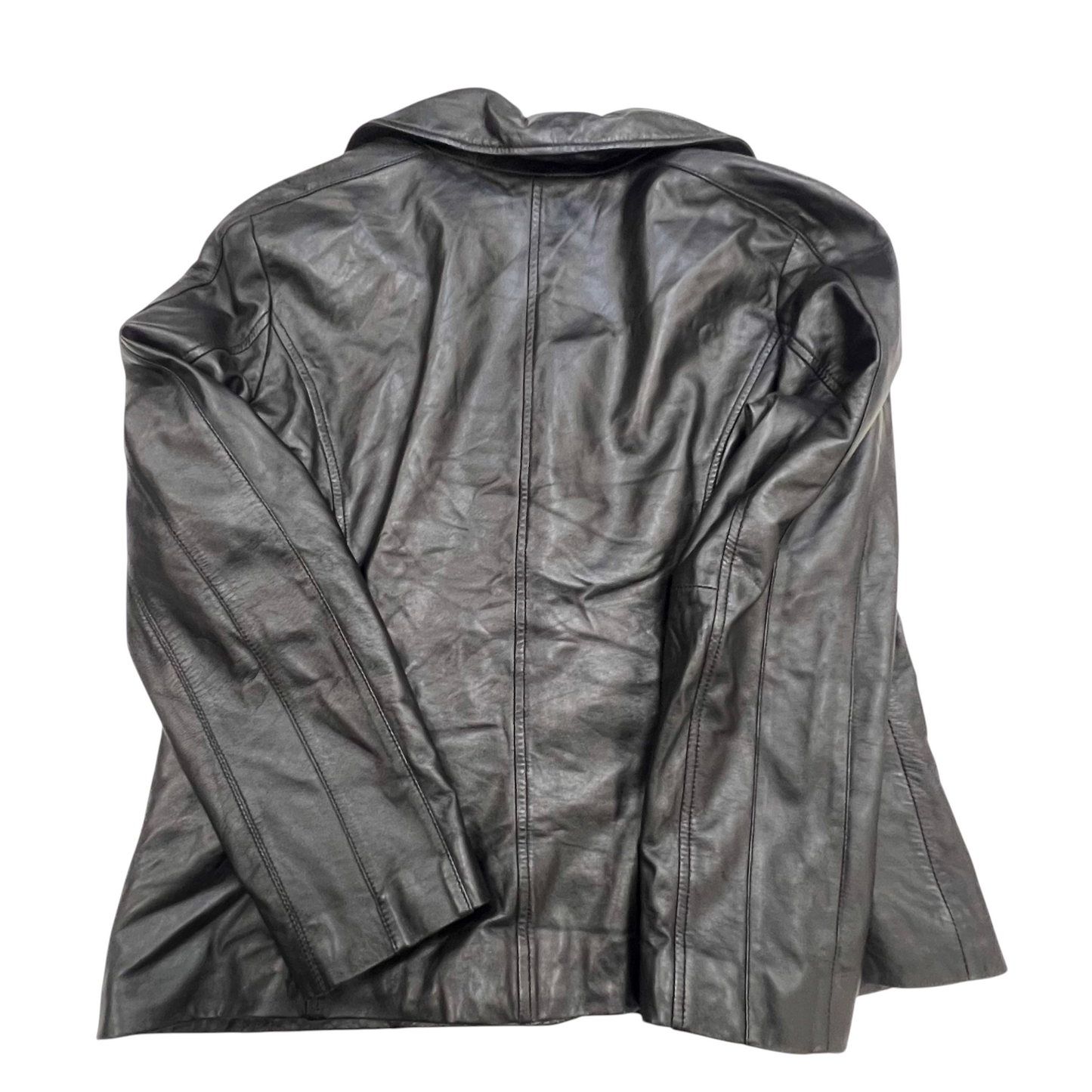 JC Collection Faux Leather Jacket Womens M Black Lined Single Breasted 2 Button