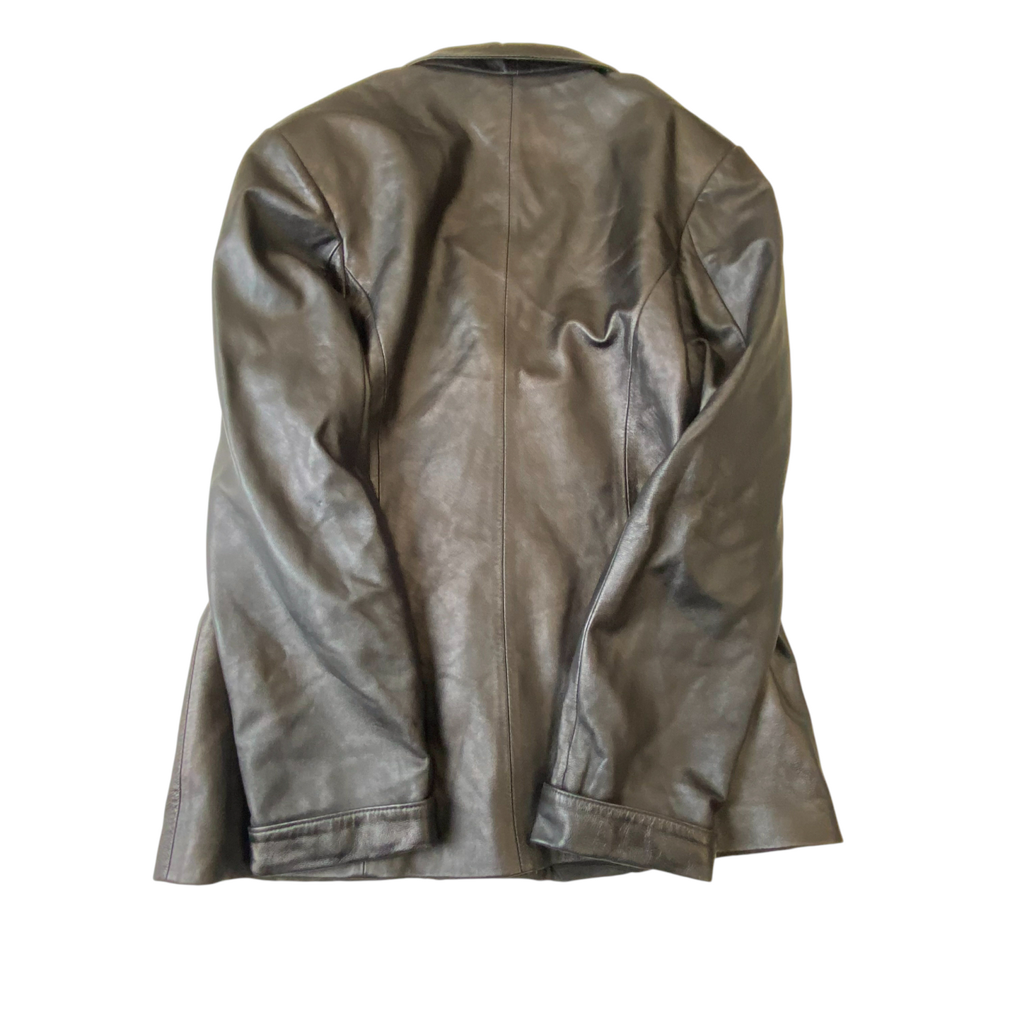 Yilang Leather Blazer Jacket Womens M Black Lined Long Sleeve Single Breasted