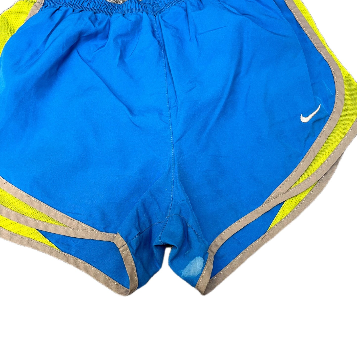 Nike Dri-FIT Running Shorts Womens Small 24" Waist Blue Mesh Panels Dolphin Hem