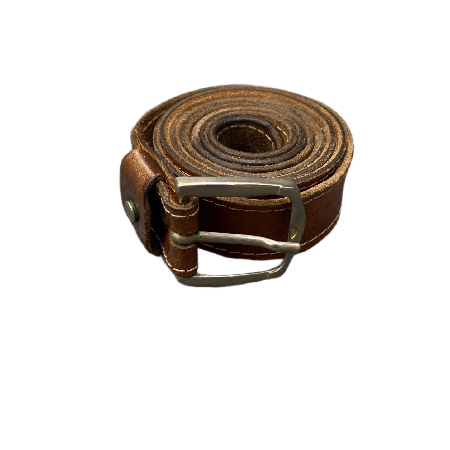 Waist Belt Mens Rugged Brown Leather Adjustable Silver Pin Buckle 44.5 Inches