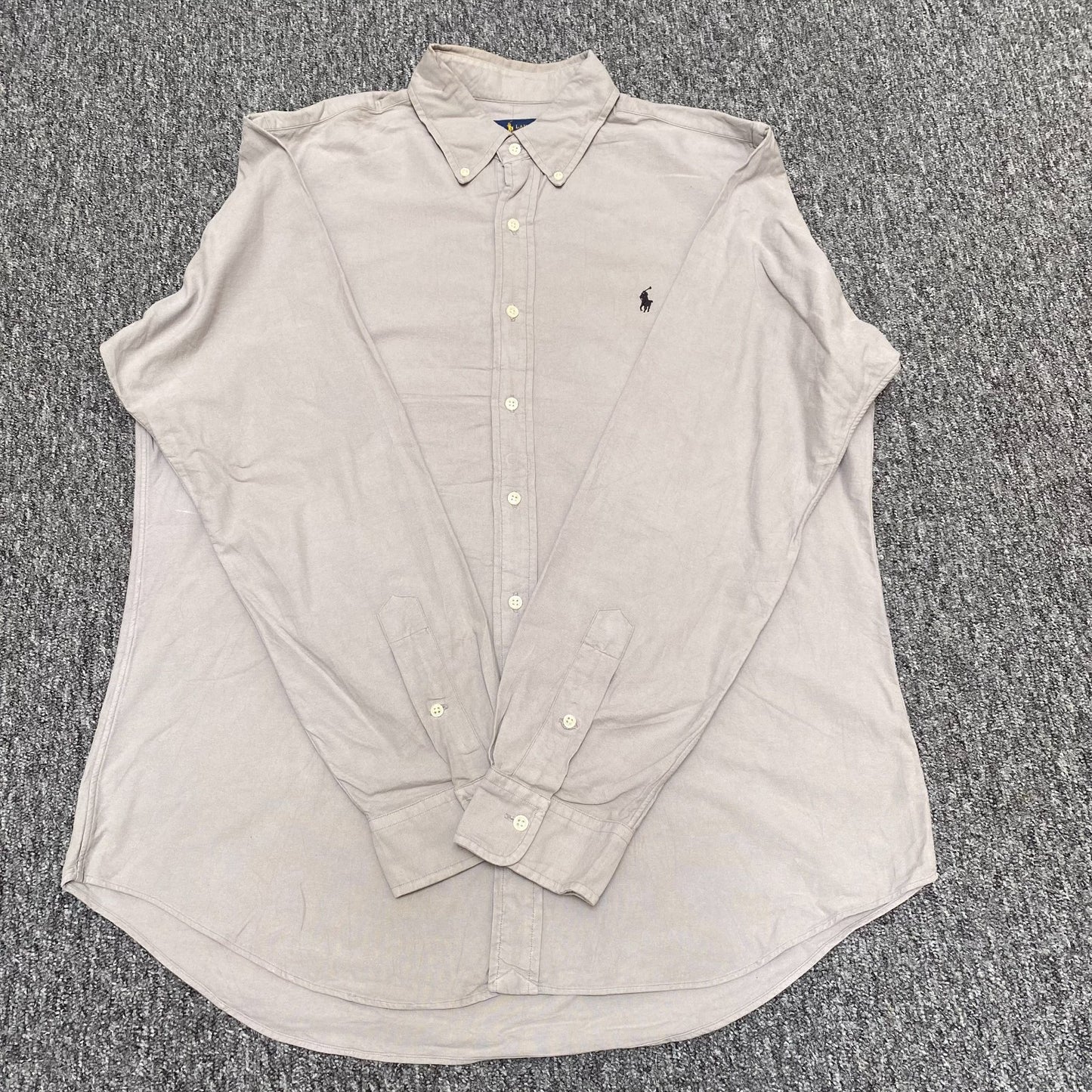 Ralph Lauren Shirt Mens M Brown Long Sleeve Collared Button-Down Black Pony Logo