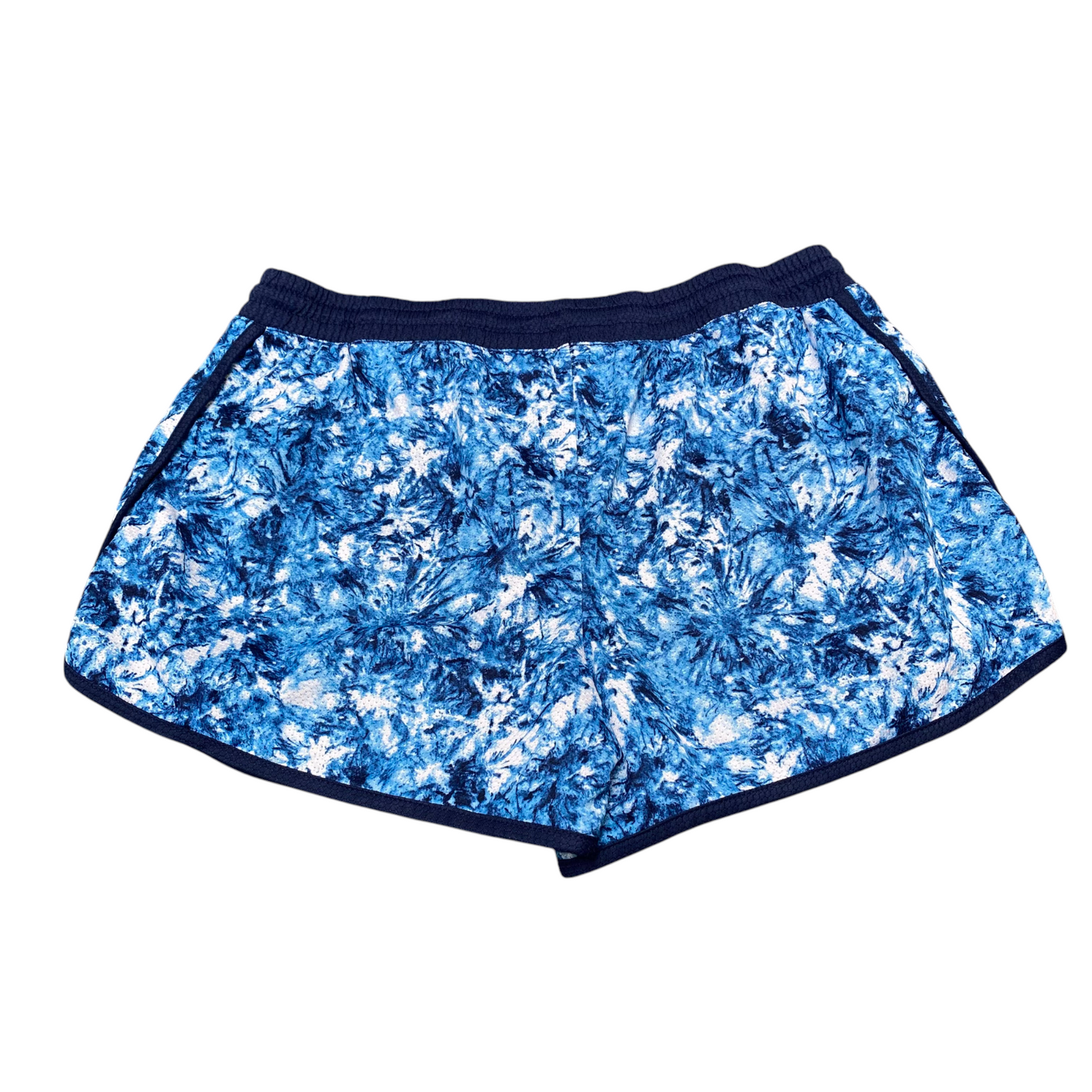 Running Shorts Womens L Blue Floral Quick Dry Provence Elastic Waist Drawstring