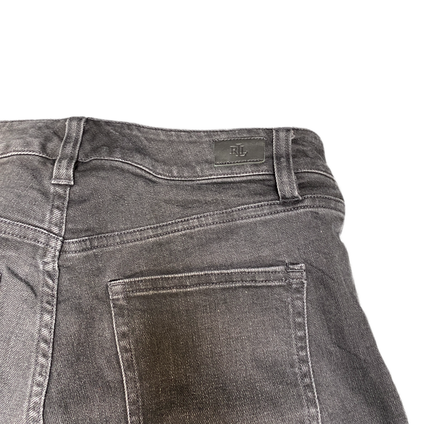 Ralph Lauren Ankle Jeans Fits as Womens 30" Waist Black Embroidered Velvet Cuffs
