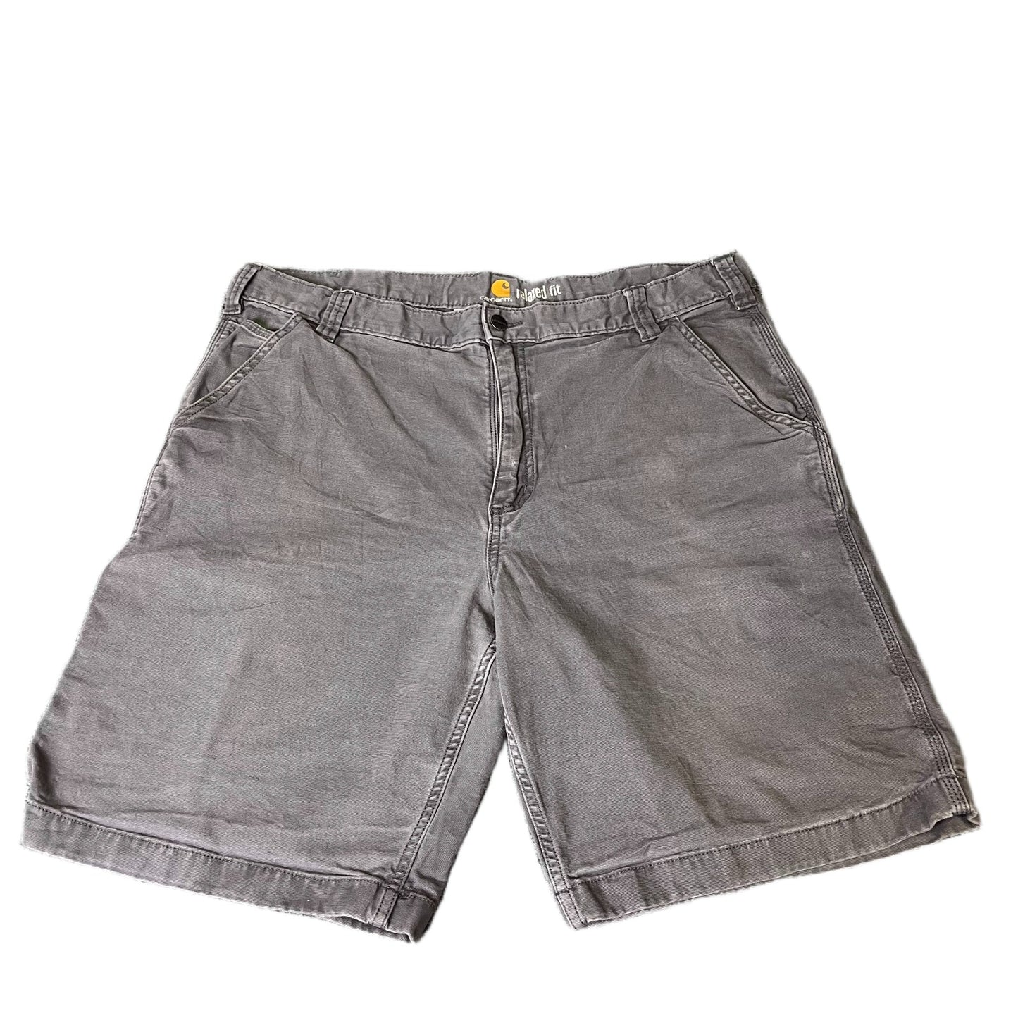 Carhartt Canvas Work Shorts Fits as Mens XL 38" Waist Grey Relaxed Fit Outdoor