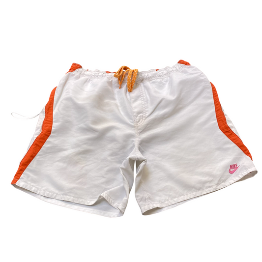 Nike Swim Shorts Mens Large White Thermal Lined Elastic Waist Embroidered Logo