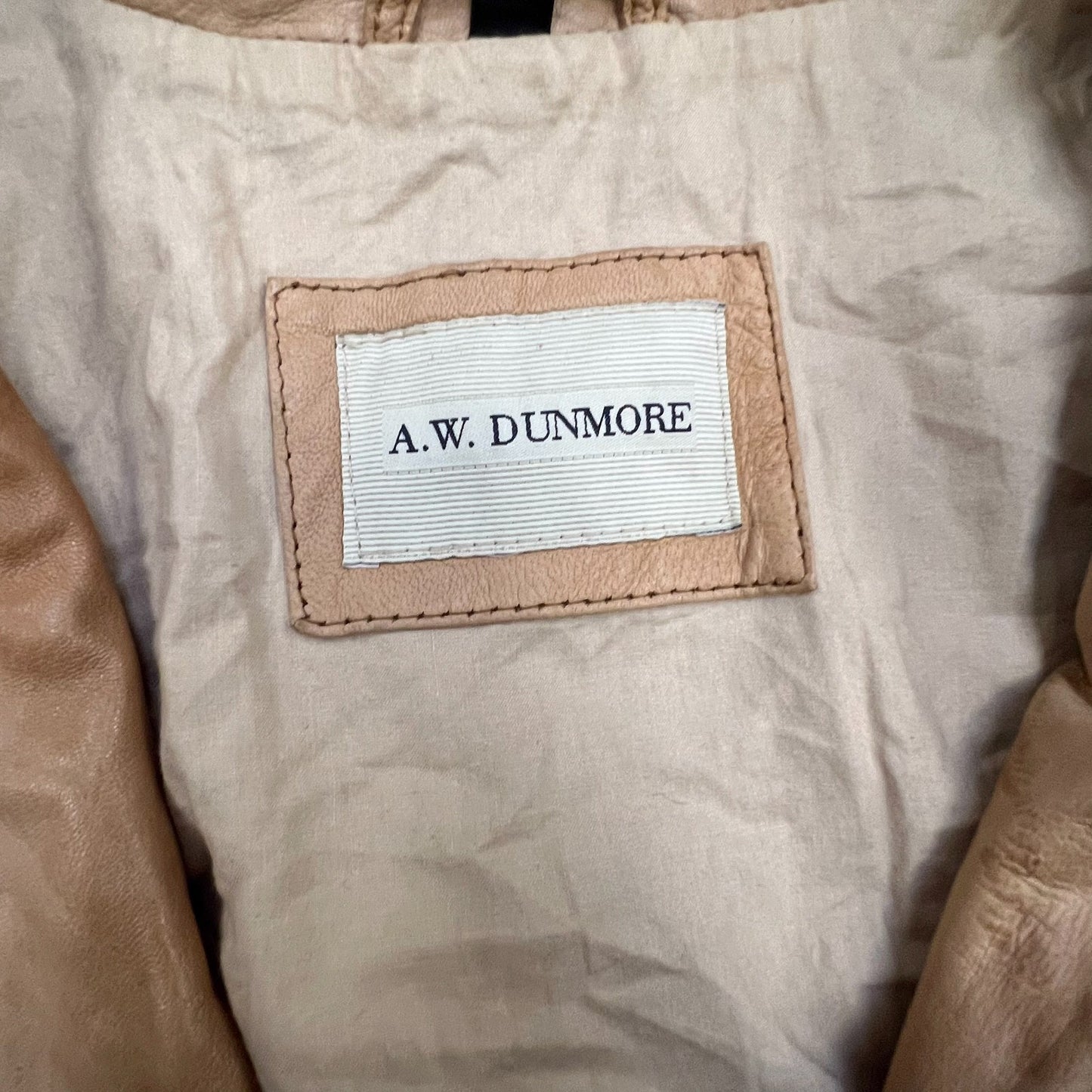 A.W.DUNMORE Faux Leather Jacket Mens Medium Brown Notch Lapel Single Breasted