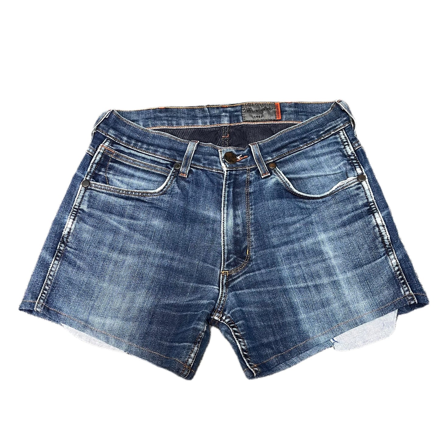 Wrangler Greensboro Denim Shorts Fits as Womens Large 31" Waist Blue Whiskered