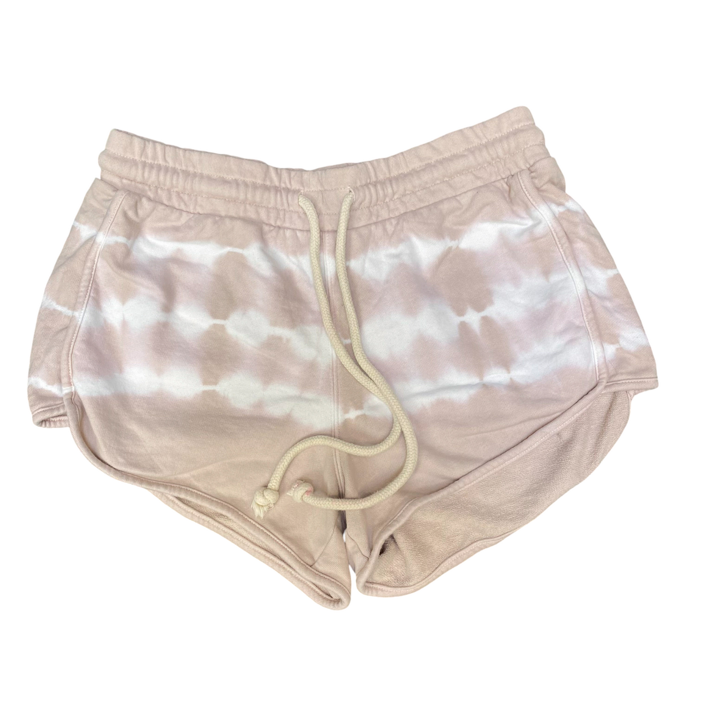 Running Sprinter Shorts Womens Small Beige Tie Dye French Terry Drawstring Waist