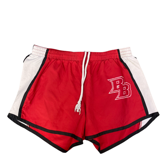 Running Sprinter Shorts Womens Medium Red White Mesh Athletic Fit Drawstring