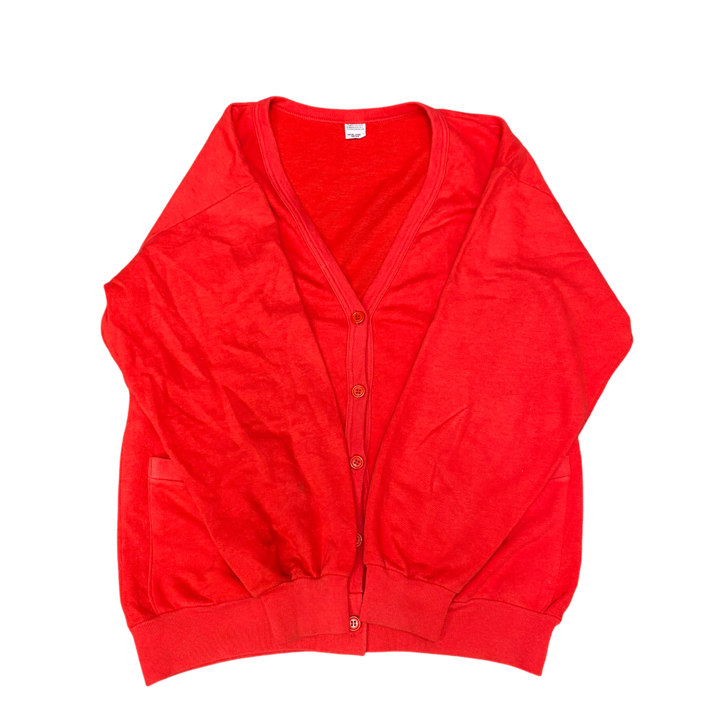 Cardigan Jumper Womens Medium Red Knitted Long Sleeve V-Neck Button Front