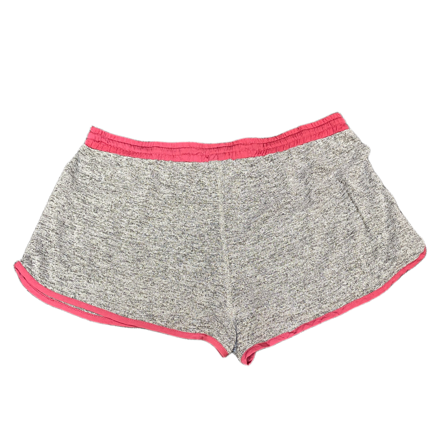 Running Sprinter Shorts Womens Large 34" Waist Grey Pink Drawstring Dolphin Hem