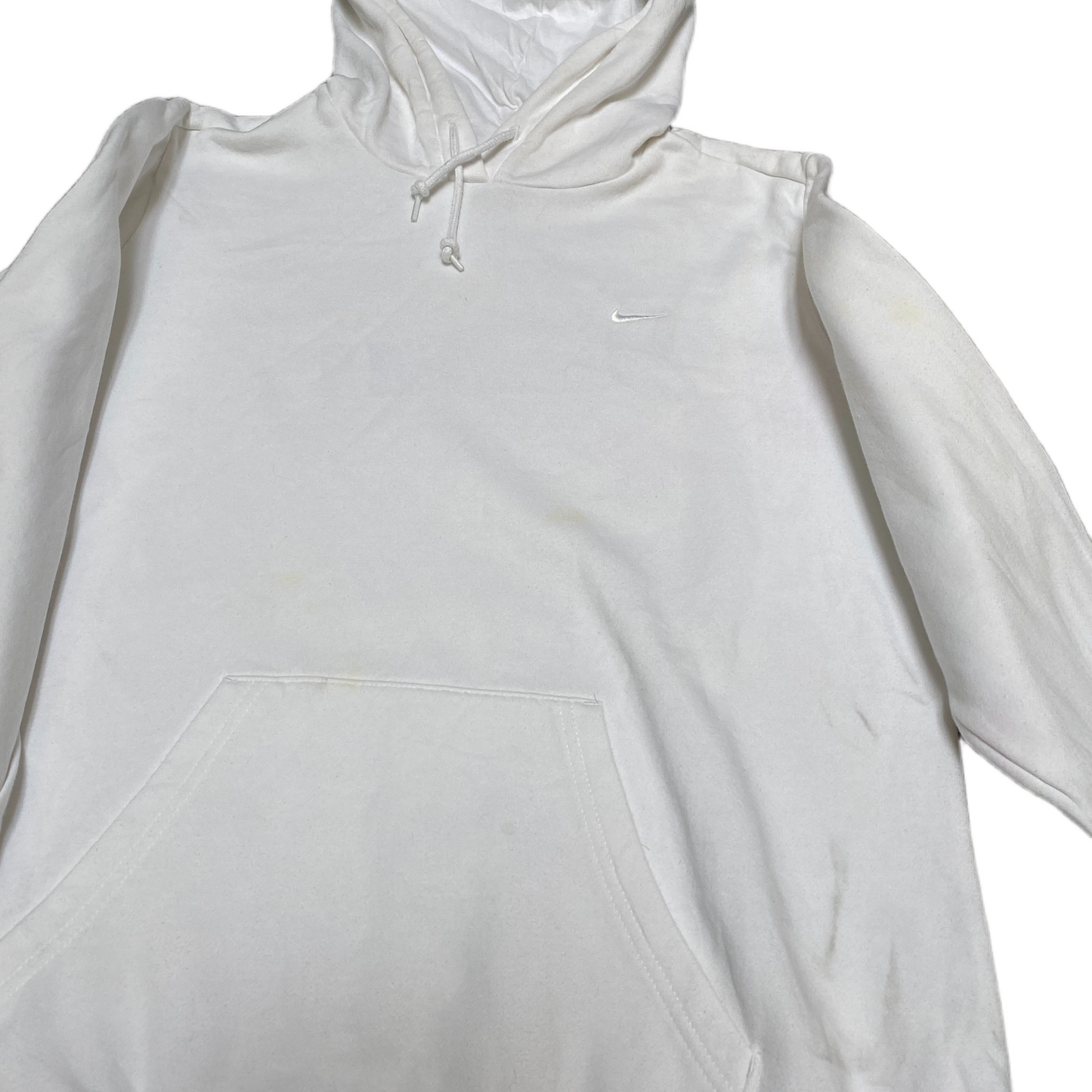 Nike Hoodie Womens L White Embroidered Logo Raglan Sleeve Pullover Drawstring
