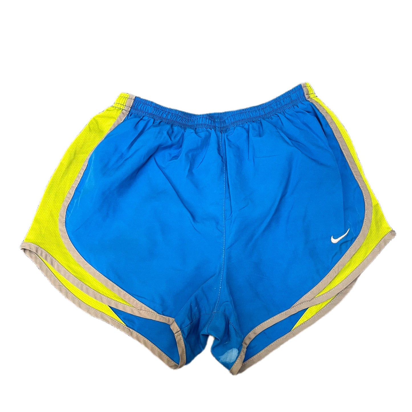 Nike Dri-FIT Running Shorts Womens Small 24" Waist Blue Mesh Panels Dolphin Hem