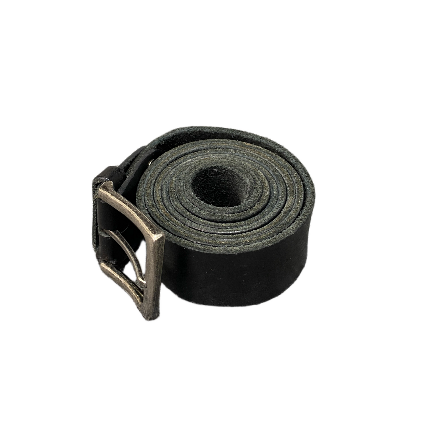 Waist Belt Mens Black Leather Adjustable Silver Pin Buckle 55.5 inches