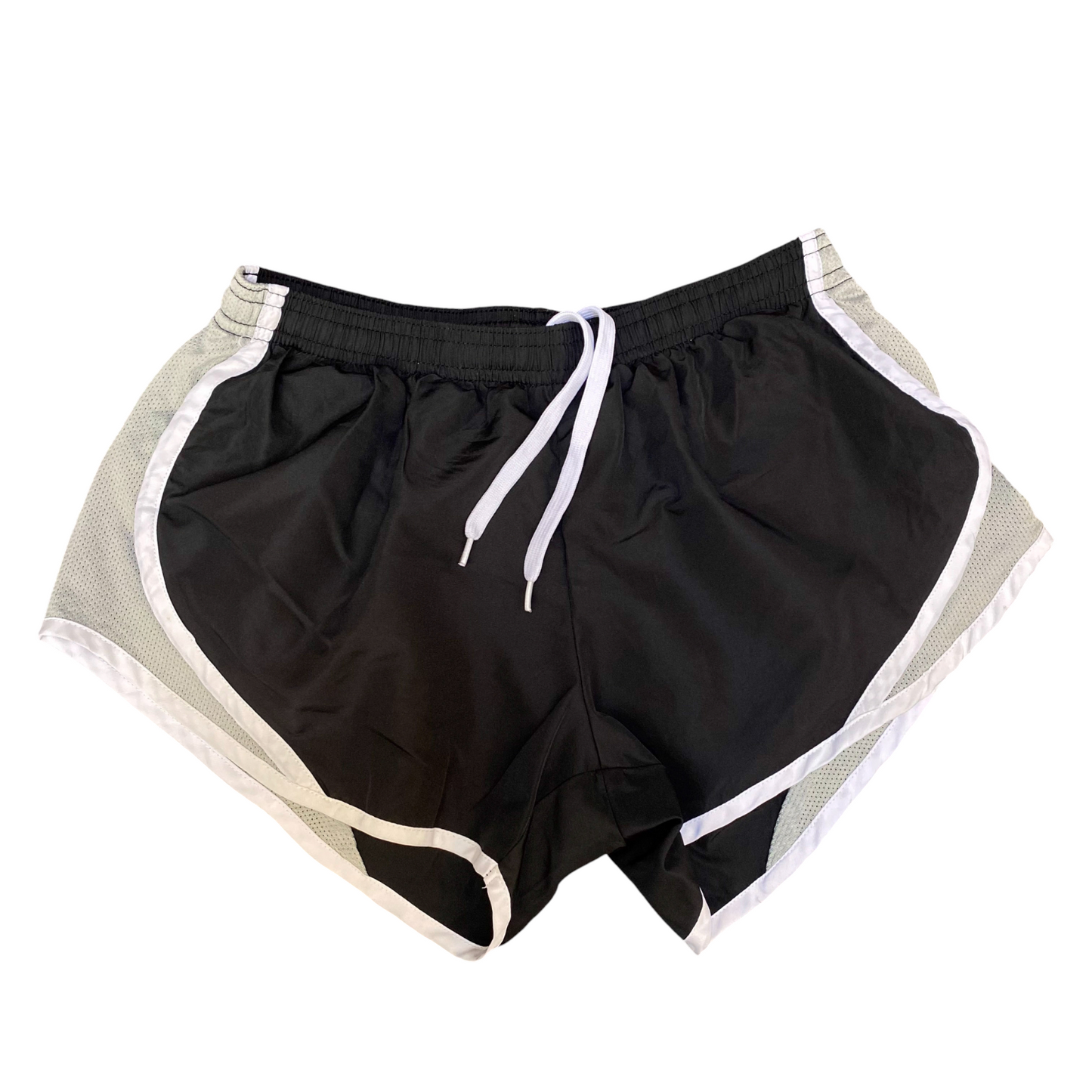 Running Sprinter Shorts Womens Medium Black Side Mesh Athletic Fit Drawstring