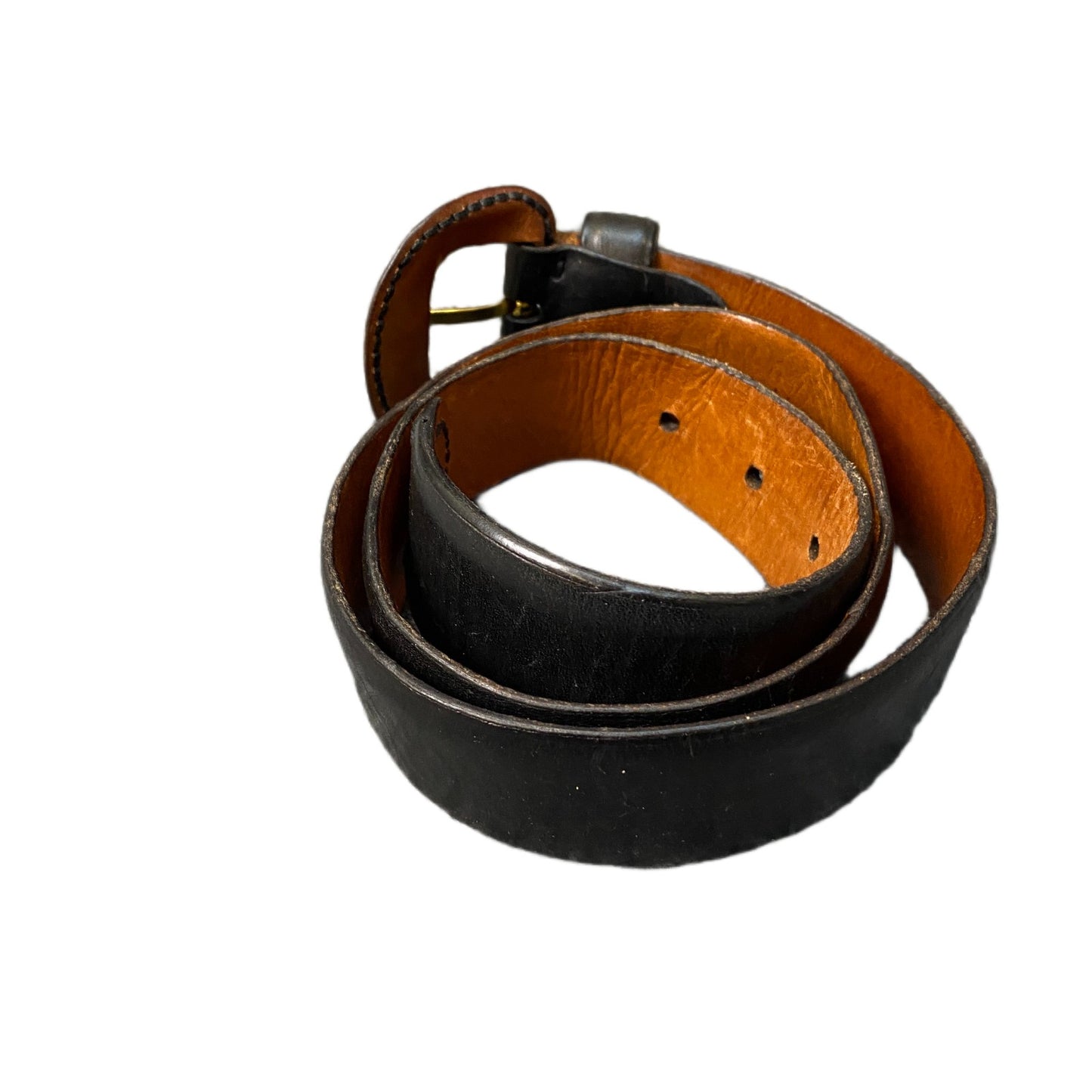 Brooksfield Waist Belt Mens Black Leather Covered Oval Pin Buckle 35 Inches