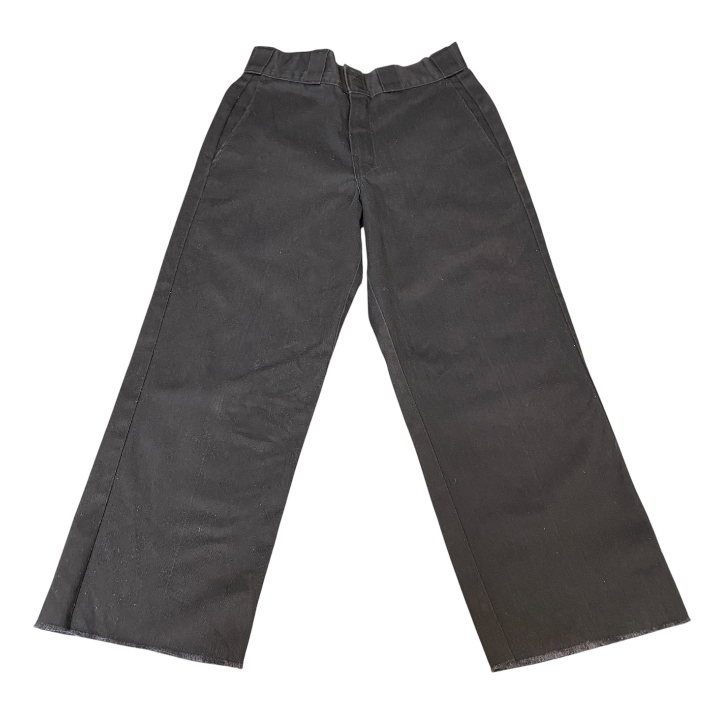 Dickies Flex Work Pants Womens Medium Black Twill Stretch High Waisted Raw Hem