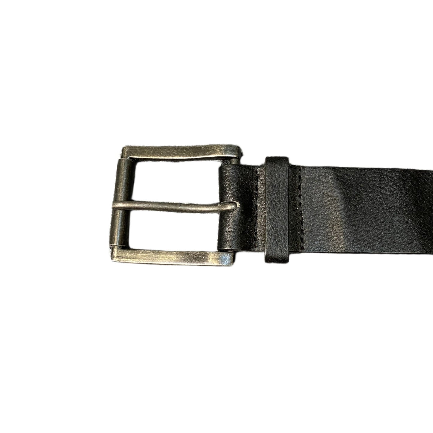 Waist Belt Mens Black Leather Adjustable Sliver Roller Pin Buckle 40 Inches
