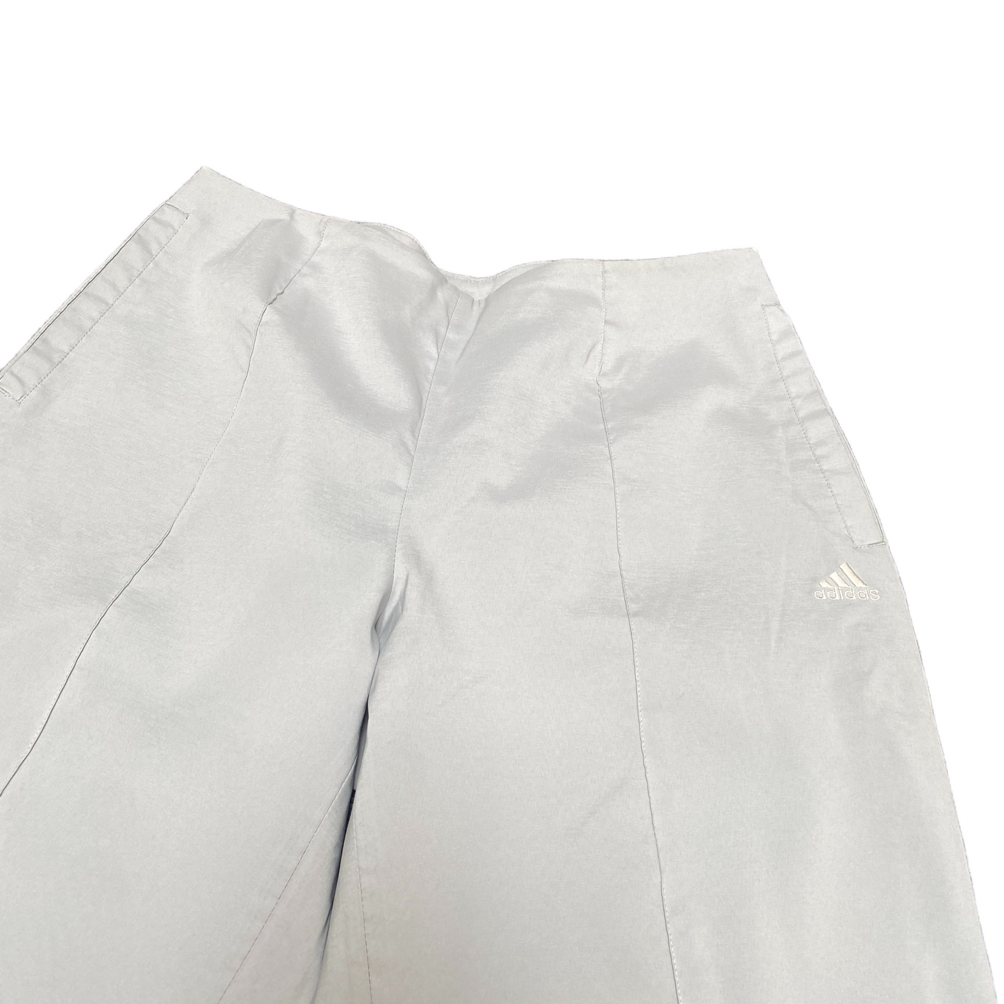 Adidas Joggers Fits as Womens 30" Waist White Stretch Ankle Slit Capri Trouser