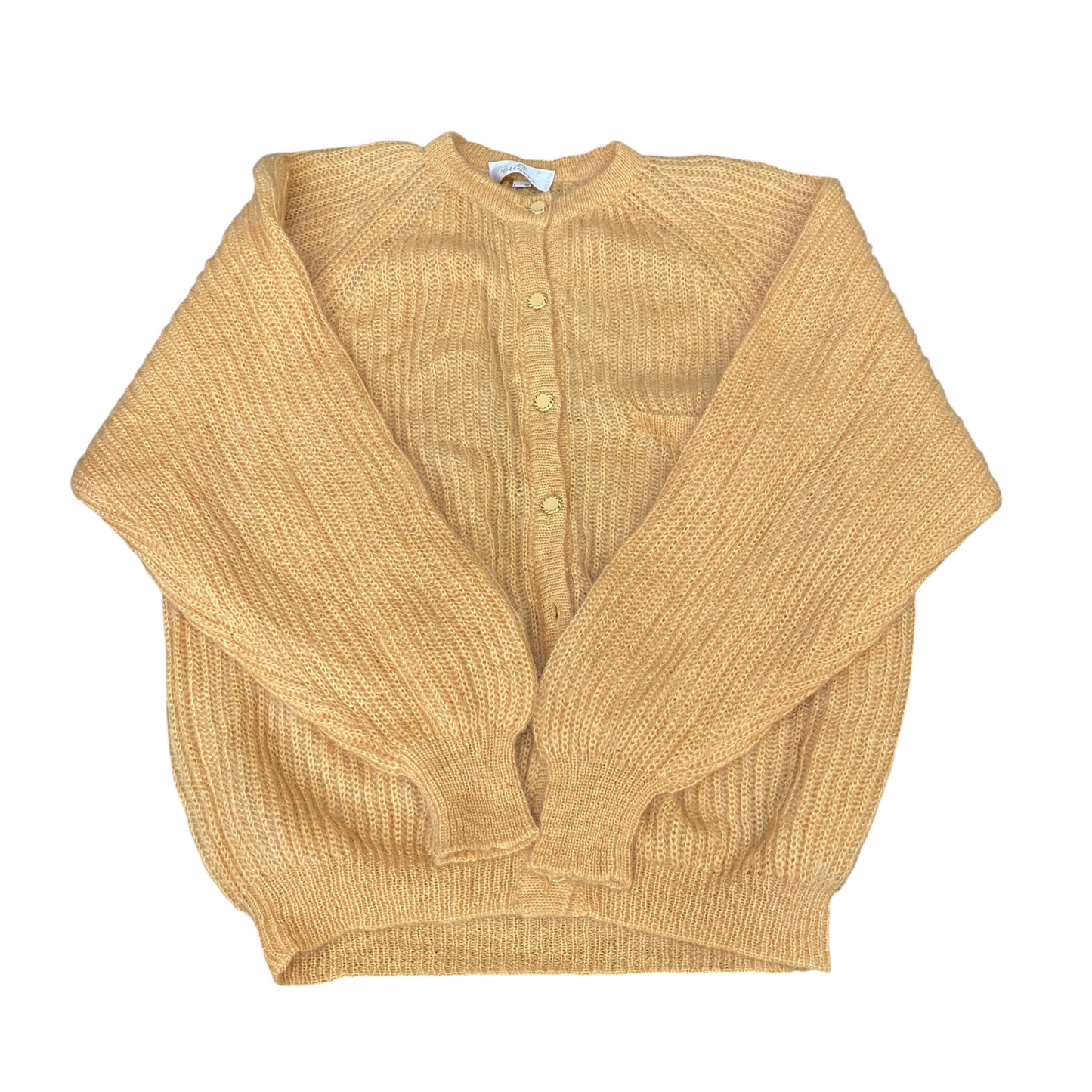 Le Bambole Cardigan Jumper Womens Large Tan Fuzzy Knit Long Sleeve Button Front