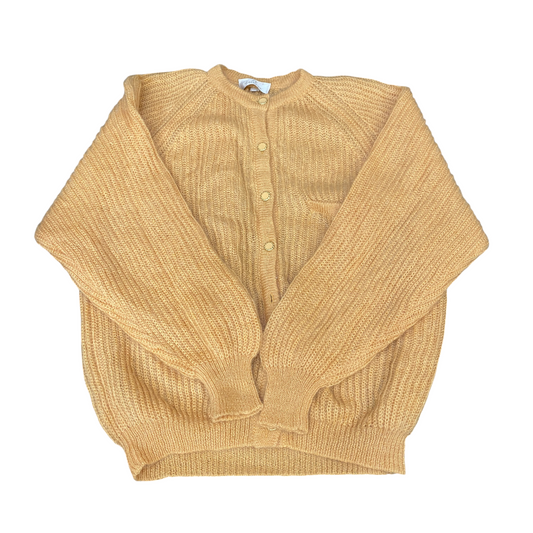 Le Bambole Cardigan Jumper Womens Large Tan Fuzzy Knit Long Sleeve Button Front
