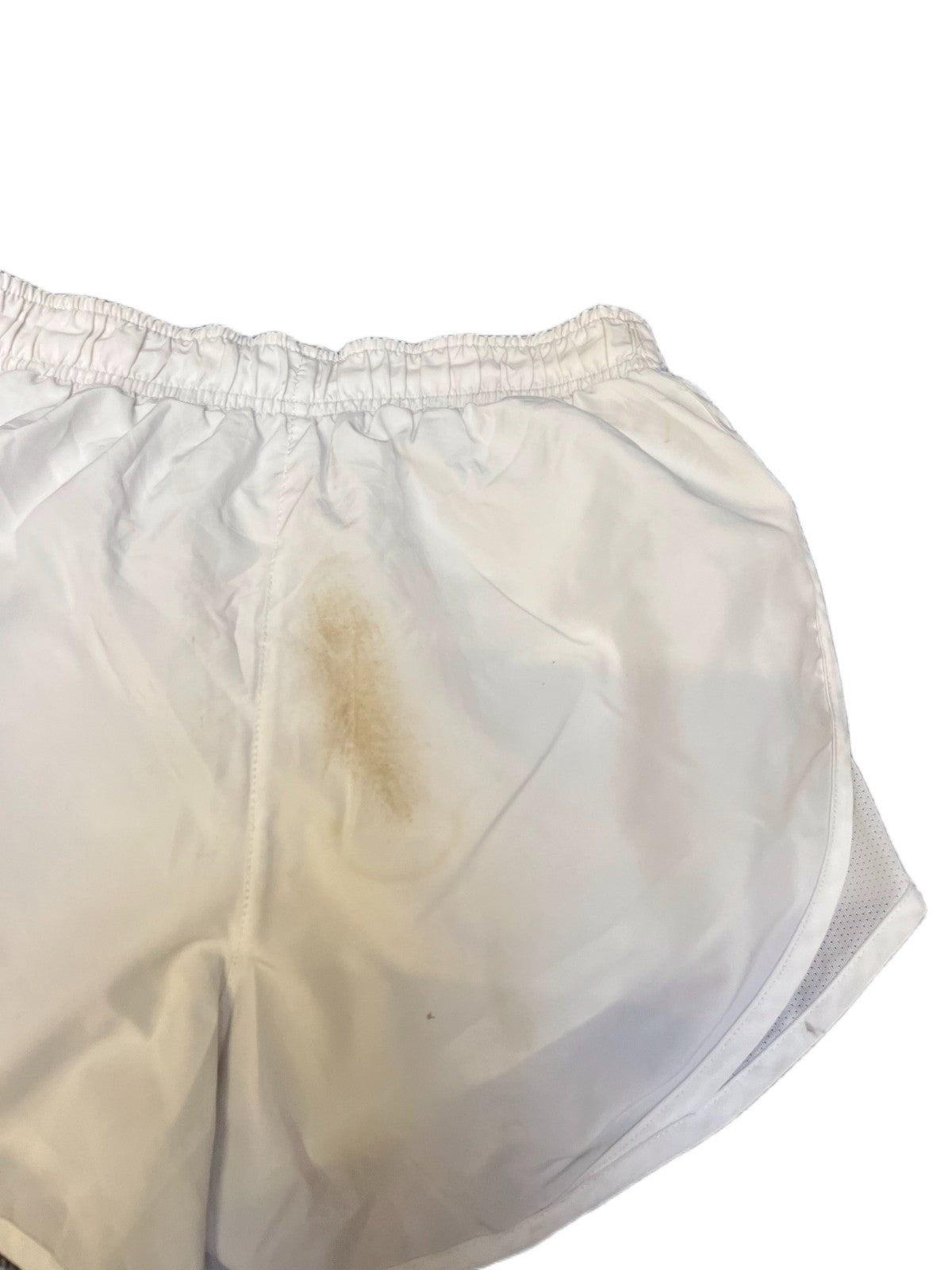 Nike Running Shorts Fits as Womens Small 23" Waist White Performance Dolphin Hem