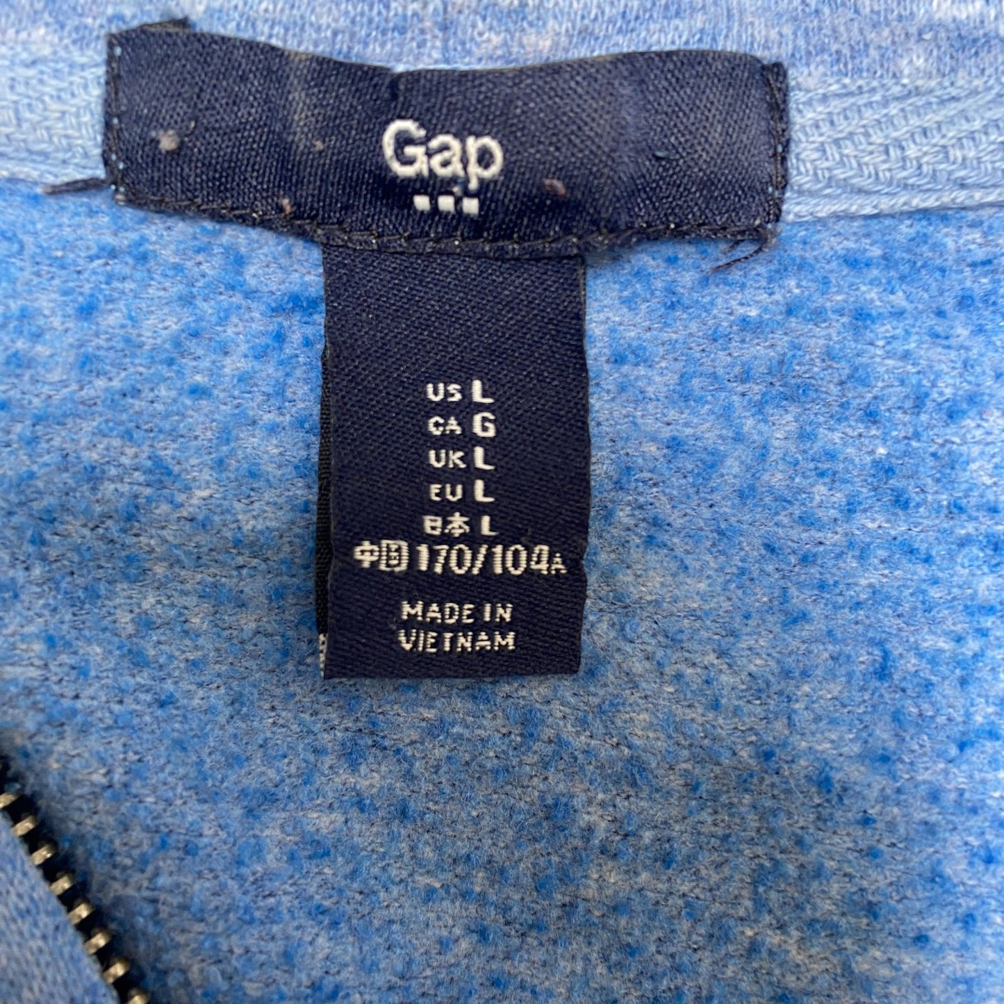 Gap Hoodie Womens Large Blue Relaxed Fit Embroidered Logo Long Sleeve Full Zip