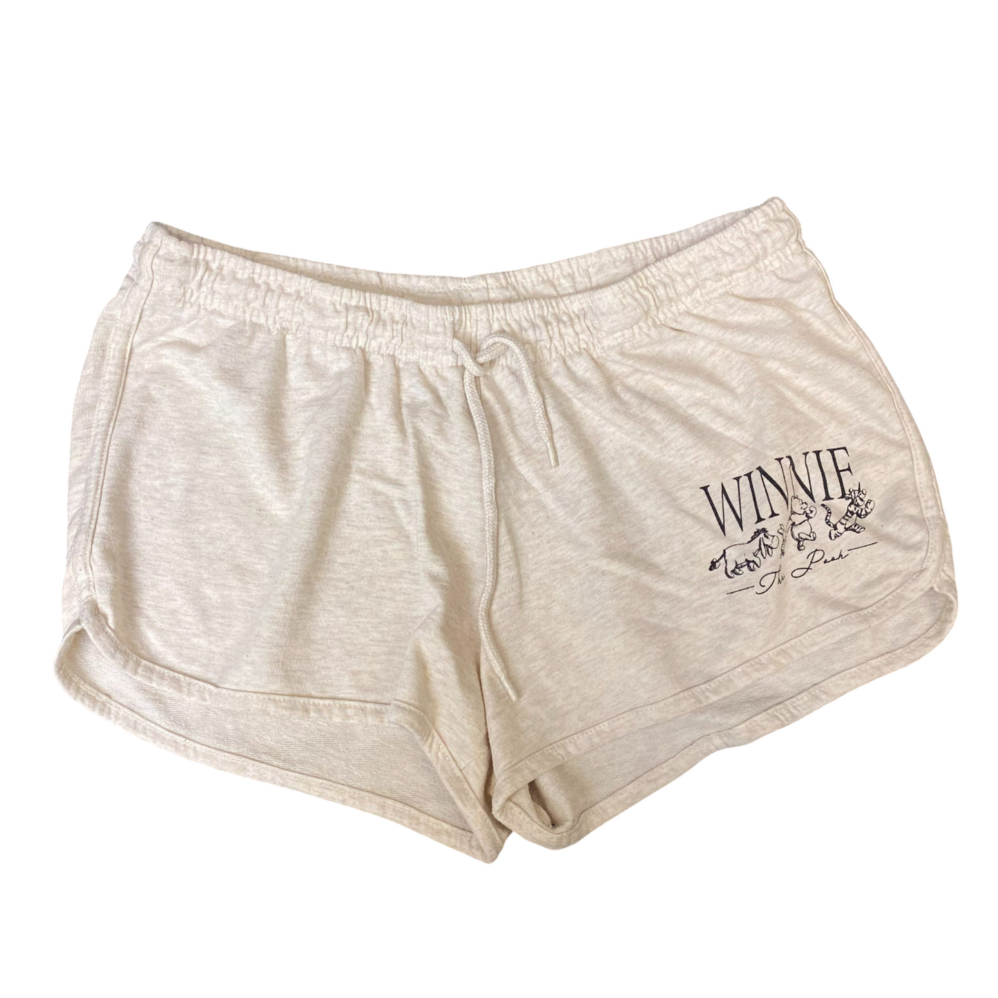 Running Sprinter Shorts Womens Medium Ivory Winnie The Pooh Drawstring Waist