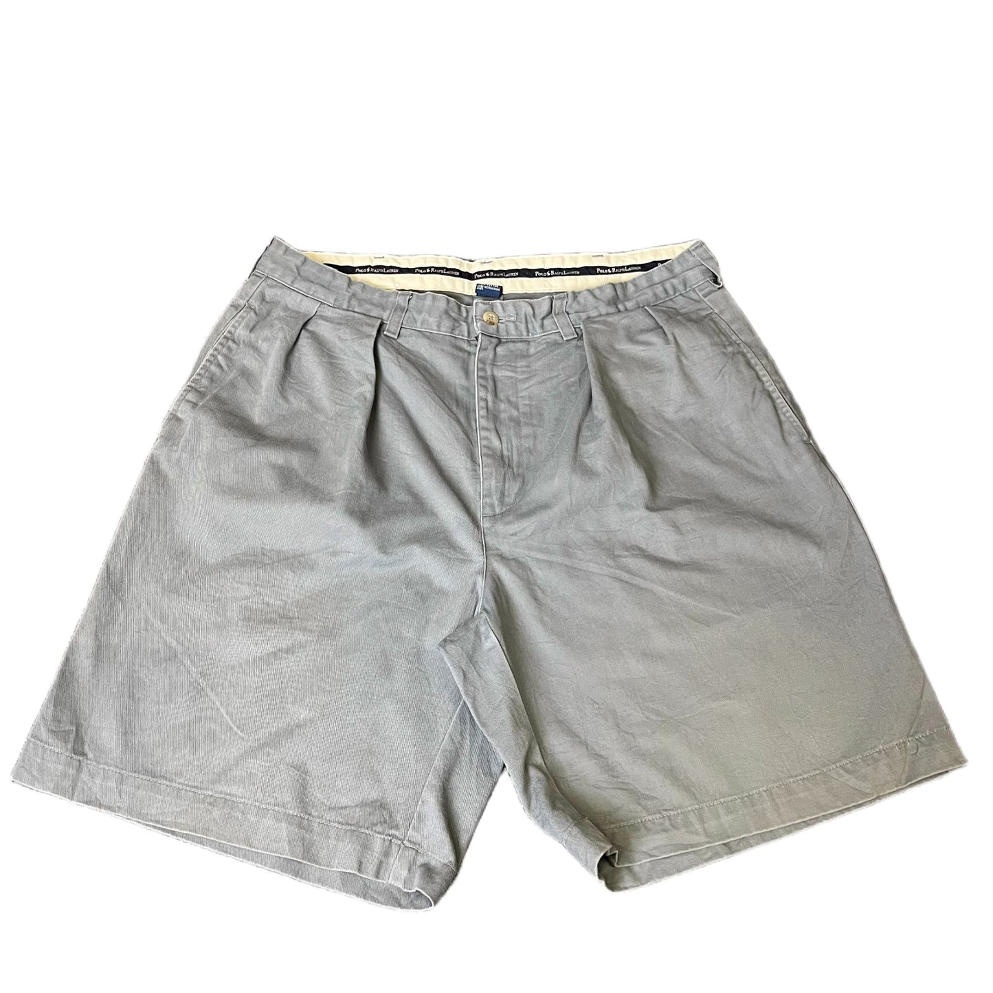 Polo Ralph Lauren Chino Shorts Fits as Mens XL 35" Waist Grey Pleated Outdoor