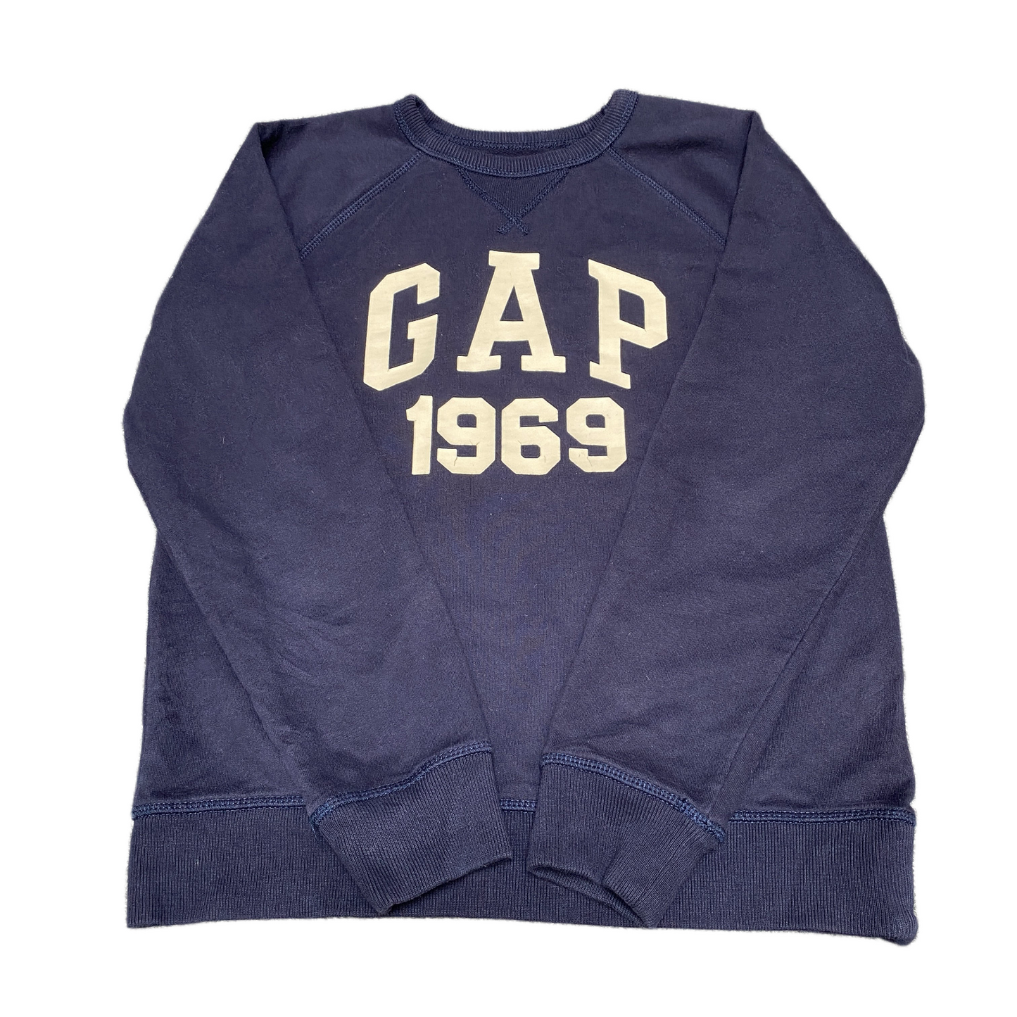 Gap Sweatshirt Boys XS Navy White Graphic Logo Long Sleeve Crew Neck Pullover