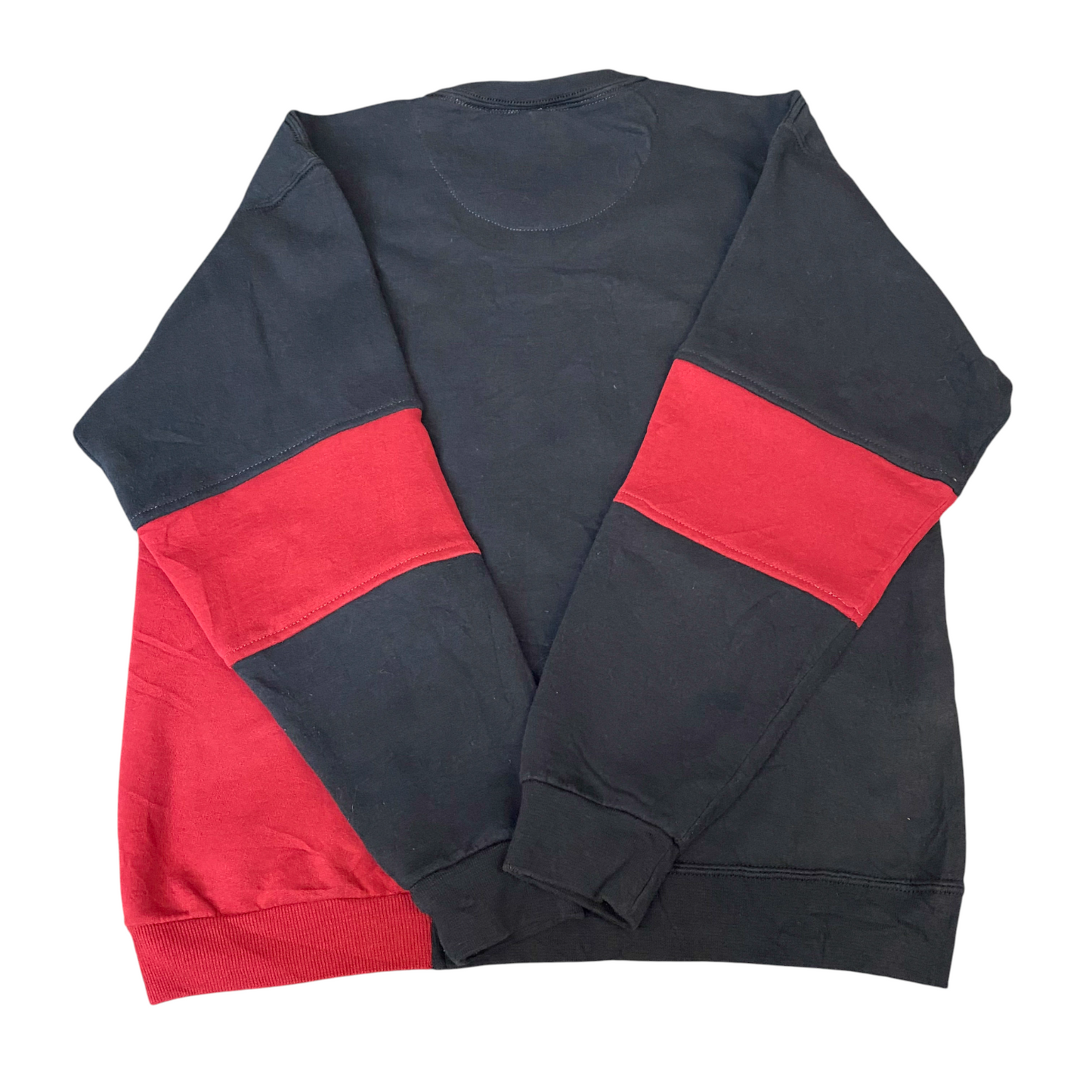 Nike Reworked Sweatshirt Mens M Red Black Embroidered Spellout Logo Vintage Y2K