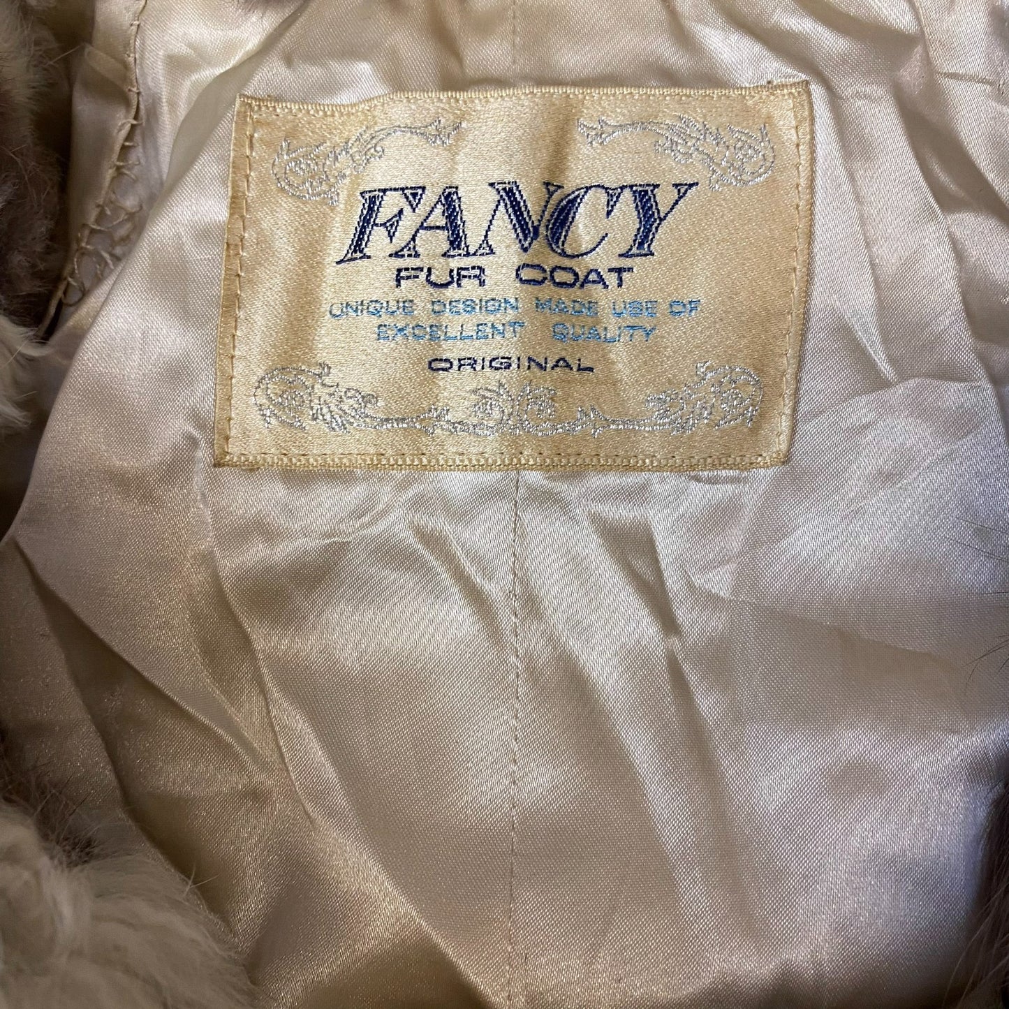 Fancy Fur Coat Womens Medium Brown Beige Fully Lined Cozy Warm Winter Collared