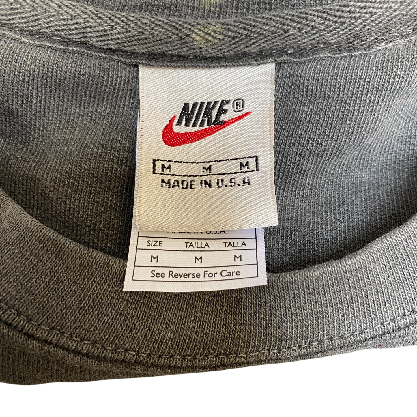 Nike Reworked Sweatshirt Mens Medium Grey Embroidered Spellout Logo Vintage Y2K