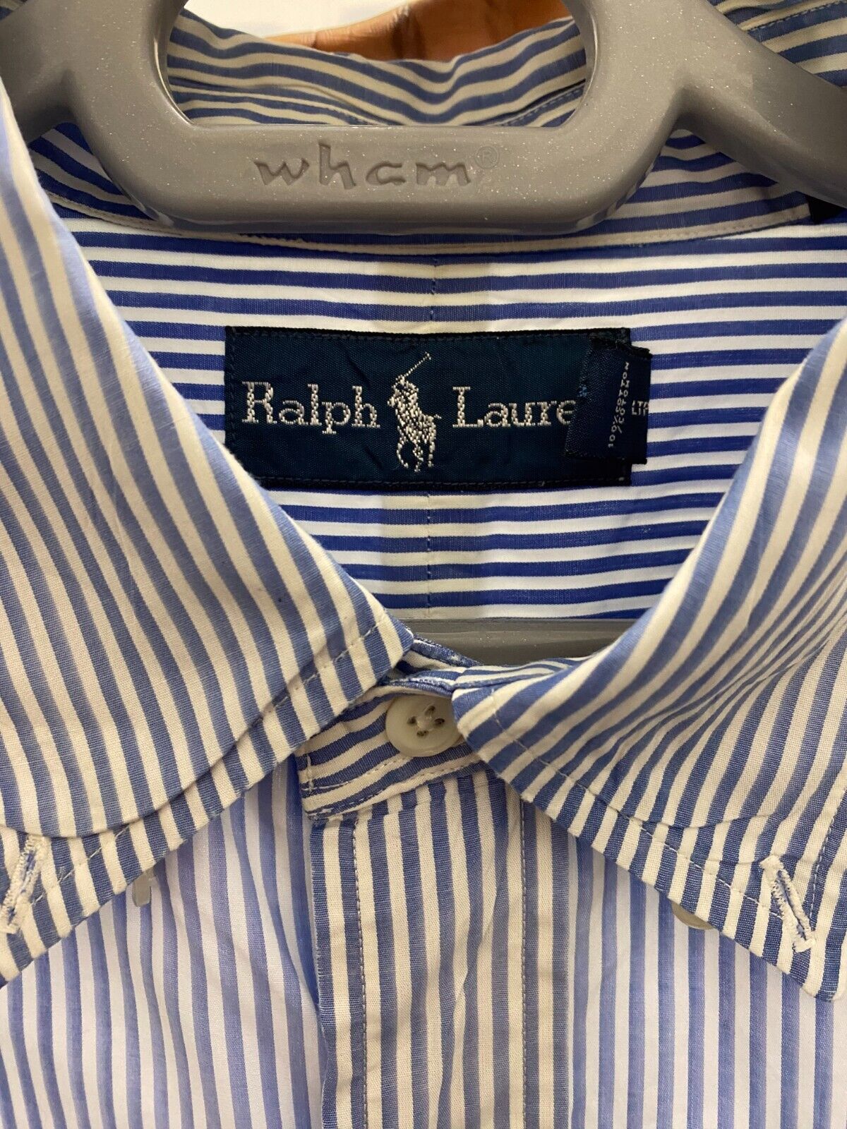 Ralph Lauren Shirt Mens Large Blue Striped Long Sleeve Collared Button Down