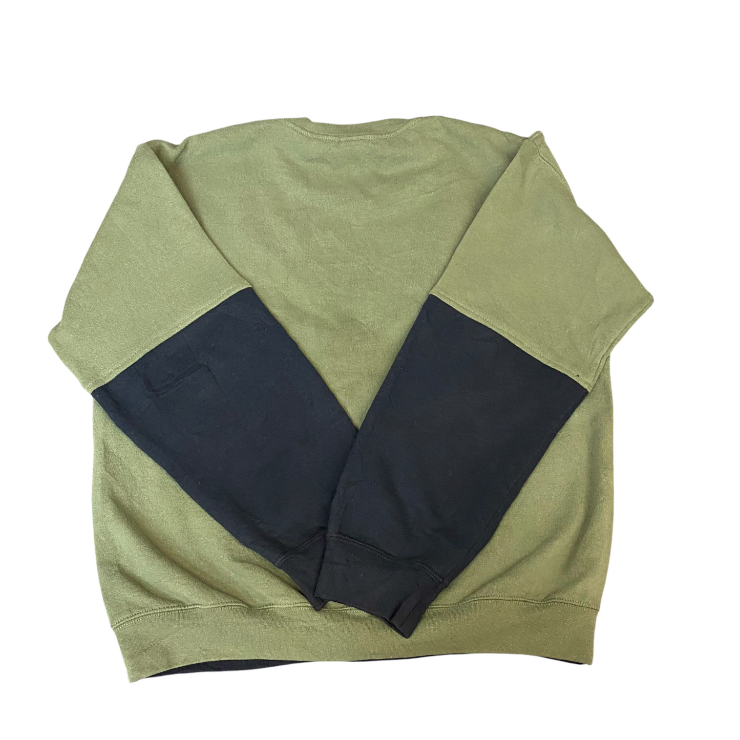 Nike Reworked Sweatshirt Men M Black Green Embroidered Spellout Logo Vintage Y2K