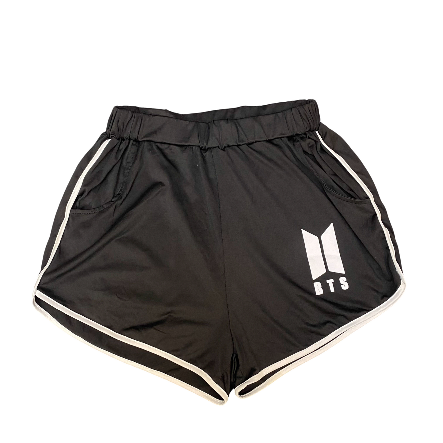 Running Sprinter BTS Shorts Womens M Black Athletic Elastic Waist Dolphin Hem