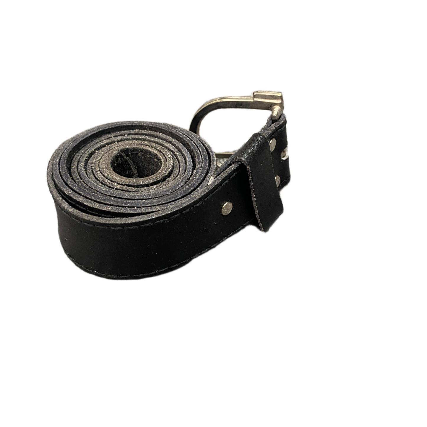 Waist Belt Mens Black Leather Adjustable Silver Pin D-Shape Buckle 45.5 inches
