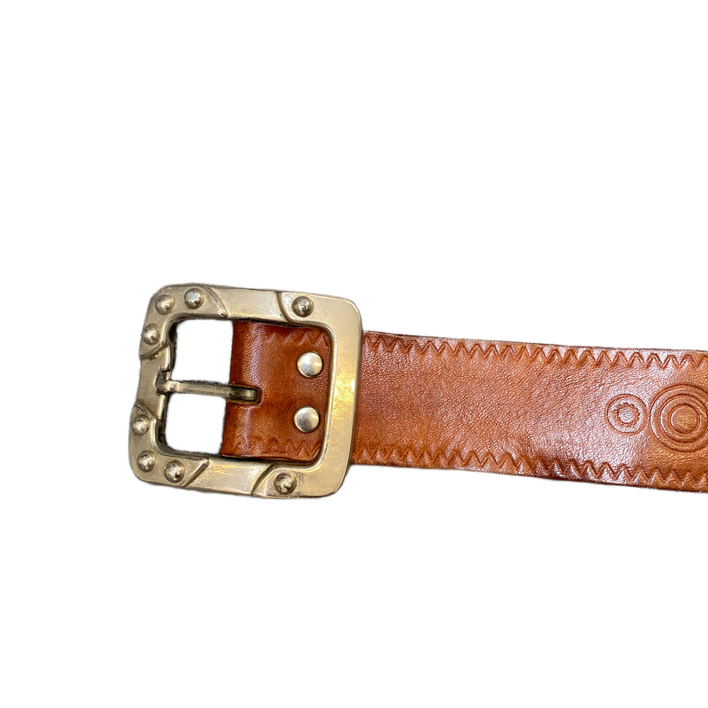 Brian Waist Belt Mens Brown Leather Silver Square Single-Prong Buckle 36 inches