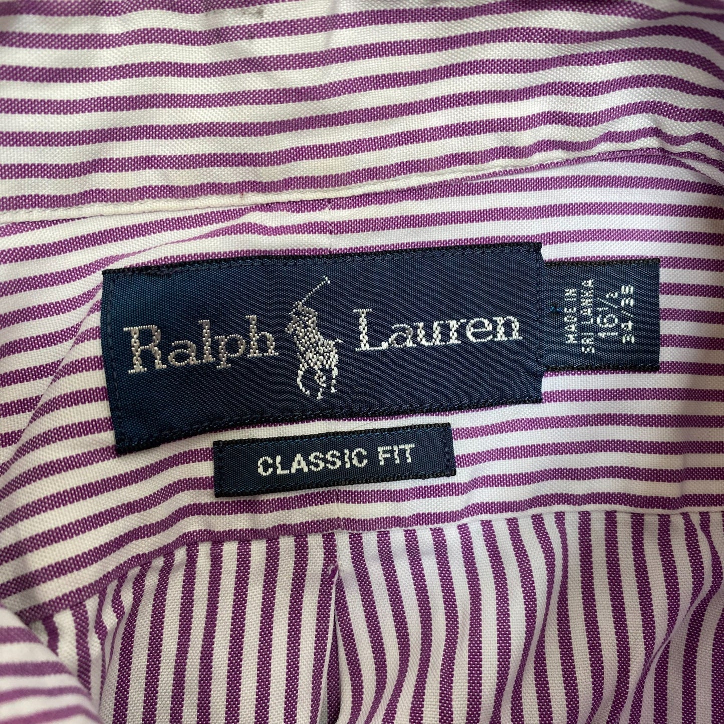 Ralph Lauren Formal Shirt Mens L Purple Stripe Classic Fit Button Down Pony Logo