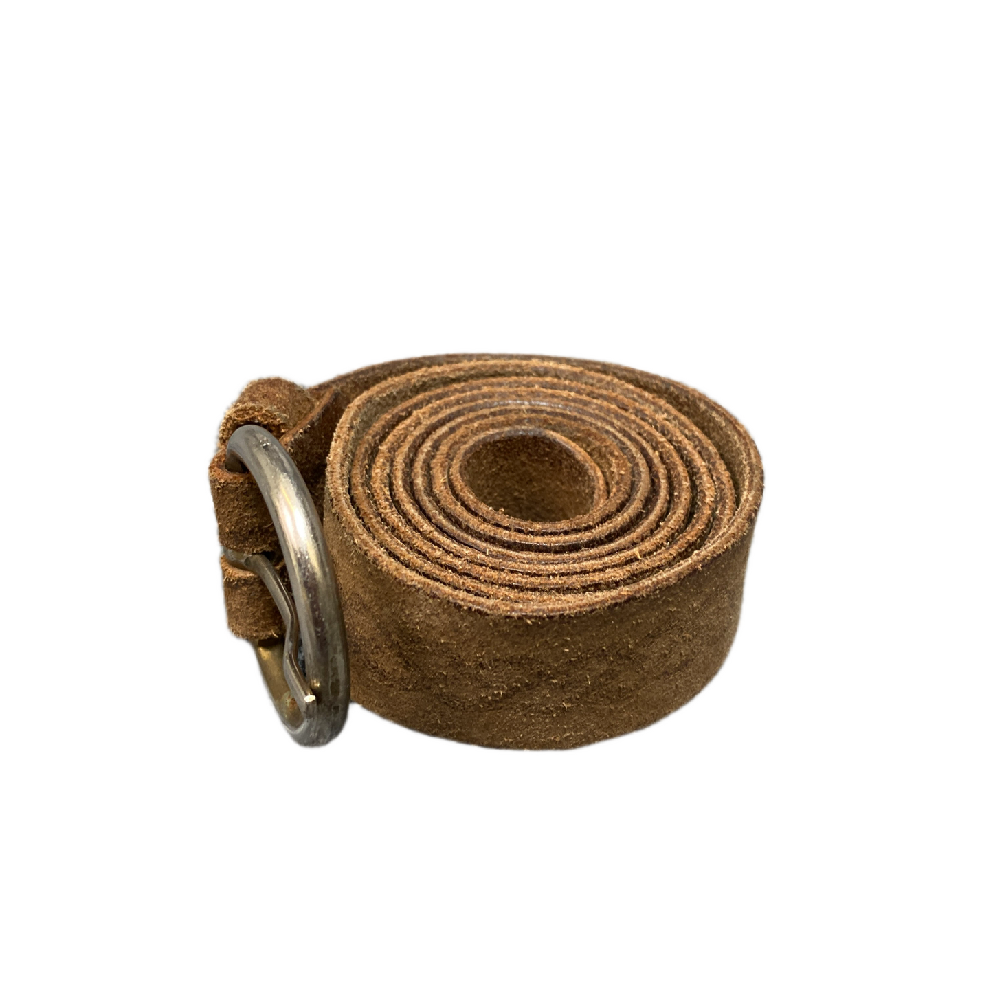 Waist Belt Mens Rugged Brown Leather Adjustable Silver D-Shape Buckle 41 Inches