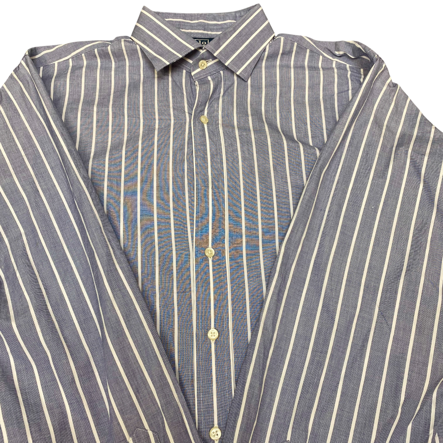 Polo Ralph Lauren Formal Shirt Mens XL Grey White Striped Regent Classic Fit